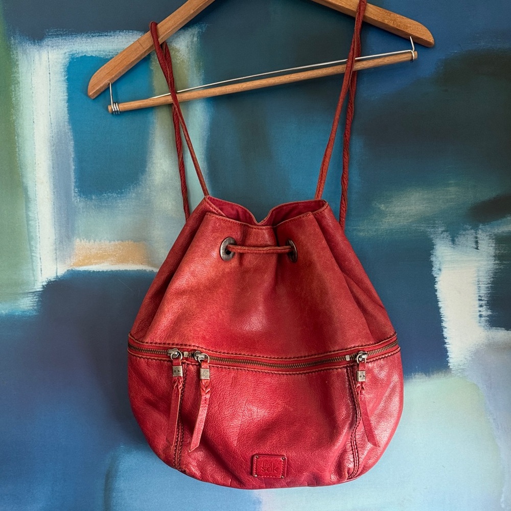 The Sak Camino Deep Red Drawstring Backpack